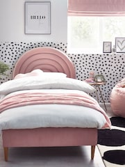 Opulent Velvet Blush Pink Kids Rainbow Upholstered Bed - Image 4 of 9