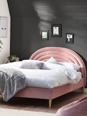 Opulent Velvet Blush Pink Kids Rainbow Upholstered Bed - Image 5 of 9