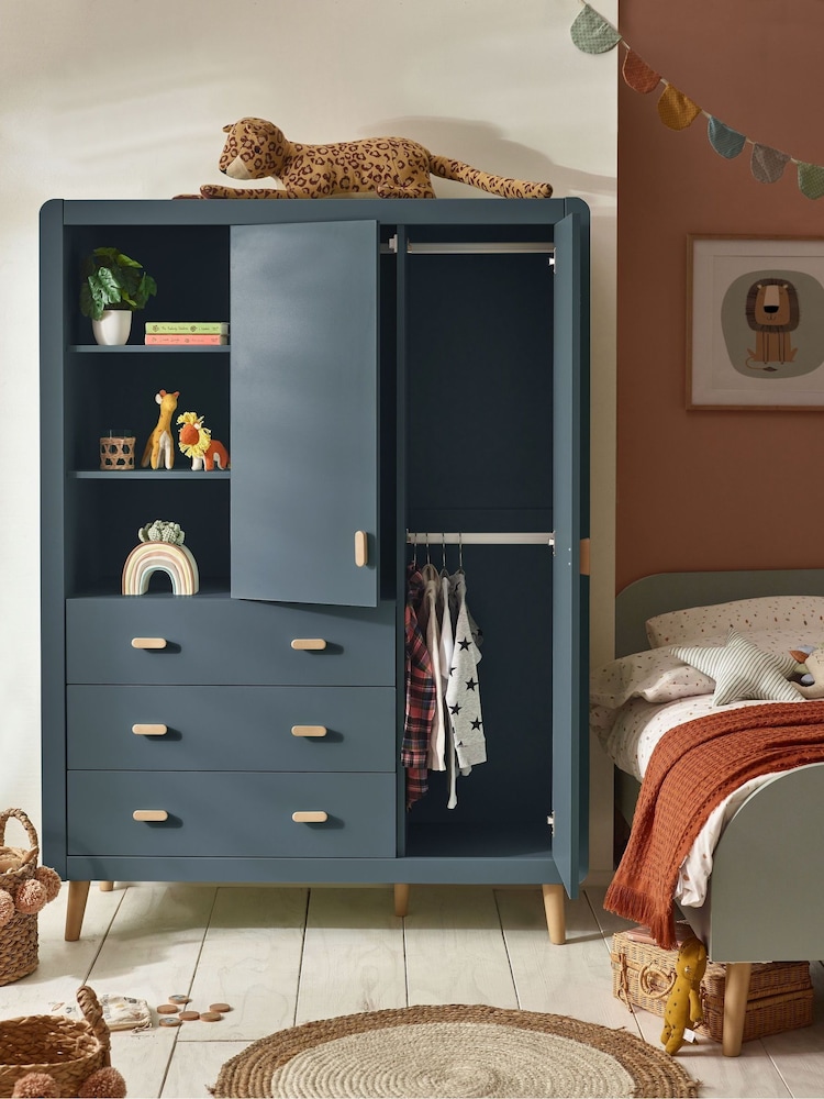 Slate Blue Kids Alix Double, 3 drawers Wardrobe - Image 2 of 12
