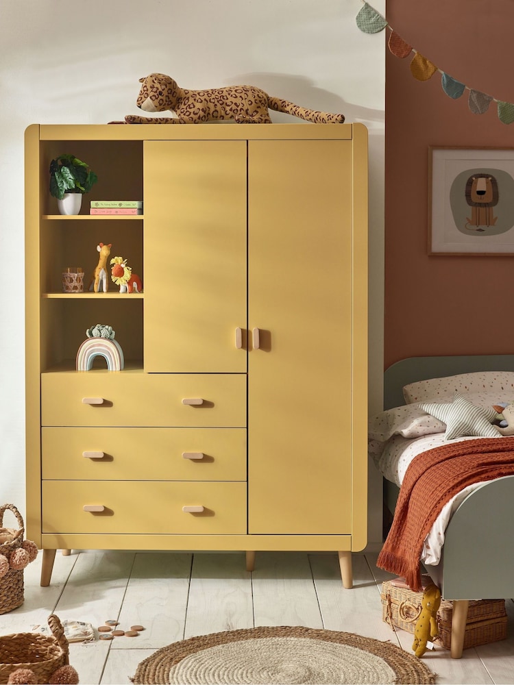 Mustard Yellow Kids Alix Double, 3 drawers Wardrobe - Image 1 of 13