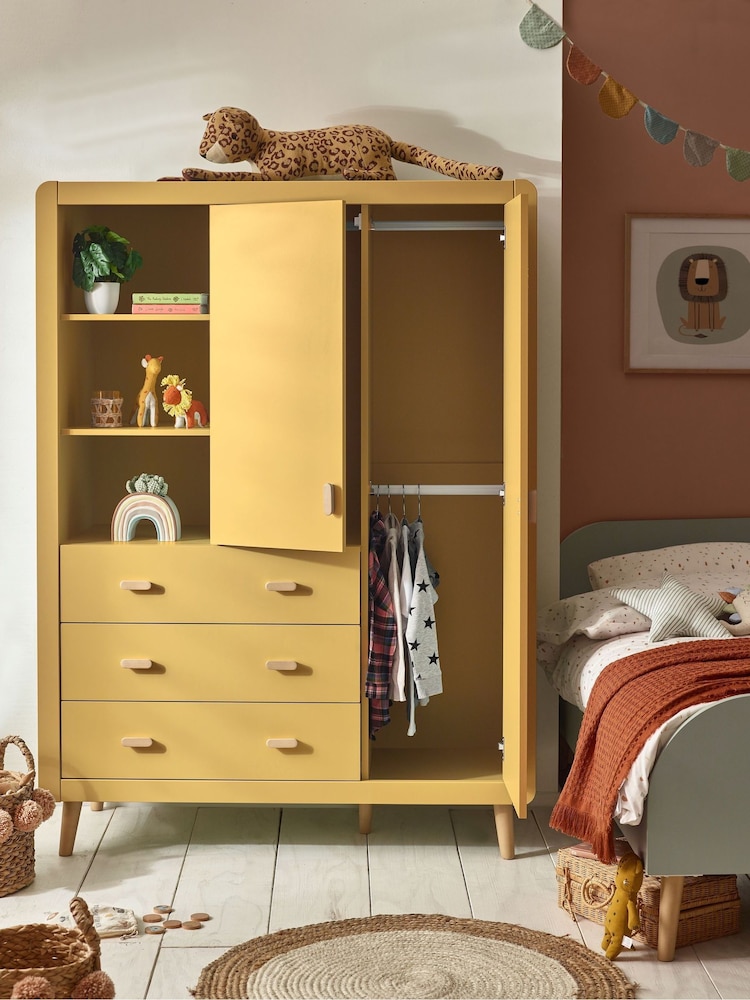 Mustard Yellow Kids Alix Double, 3 drawers Wardrobe - Image 2 of 13