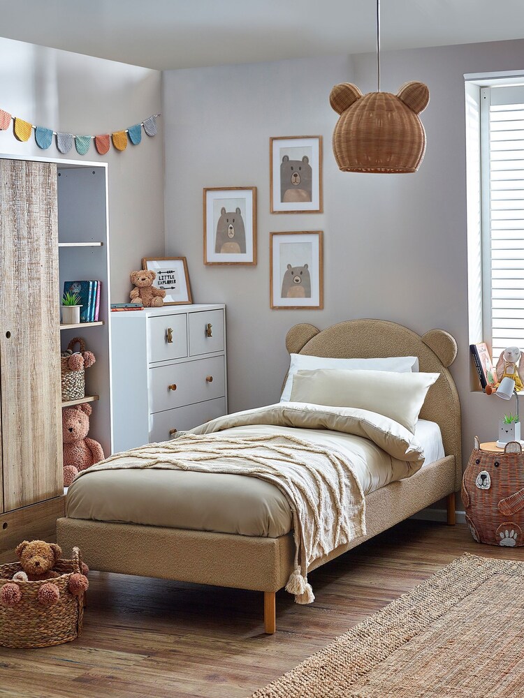 Casual Boucle Camel Bertie Bear Kids Standard Upholstered Bed Frame - Image 1 of 8