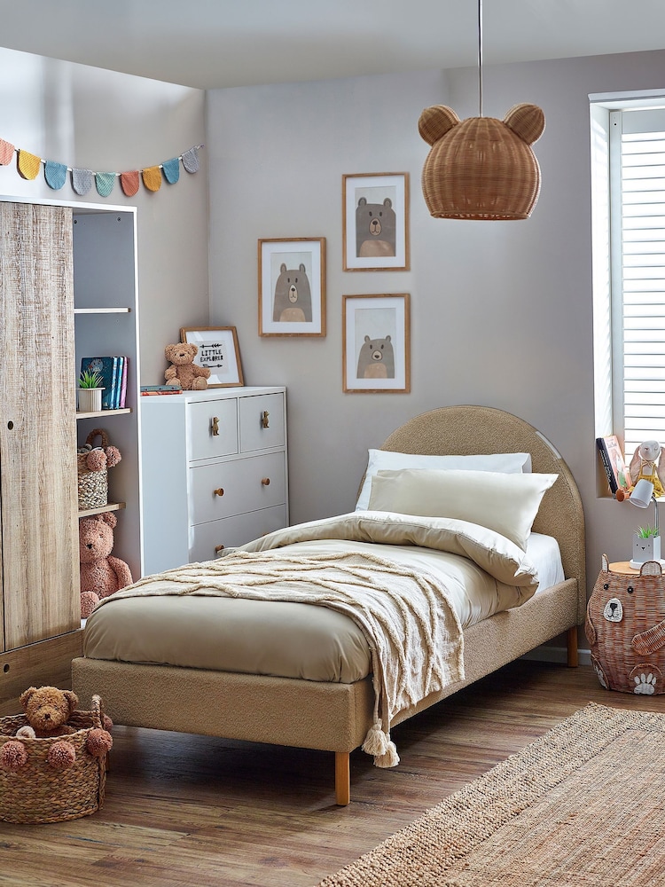 Casual Boucle Camel Bertie Bear Kids Standard Upholstered Bed Frame - Image 2 of 8