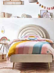 Soft Cosy Boucle Ivory Kids Rainbow Upholstered Bed - Image 1 of 12