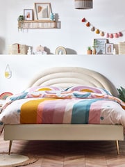 Soft Cosy Boucle Ivory Kids Rainbow Upholstered Bed - Image 2 of 12
