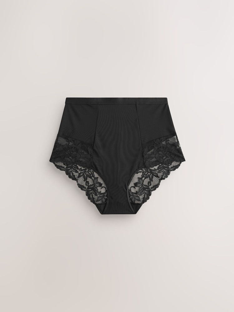 Black/Praline Nude - Tummy Control Shaping Lace Back Brazilian Knickers 4 Pack - Image 6 of 10