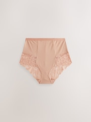 Black/Praline Nude Tummy Control Shaping Lace Back Brazilian Knickers 4 Pack - Image 8 of 10