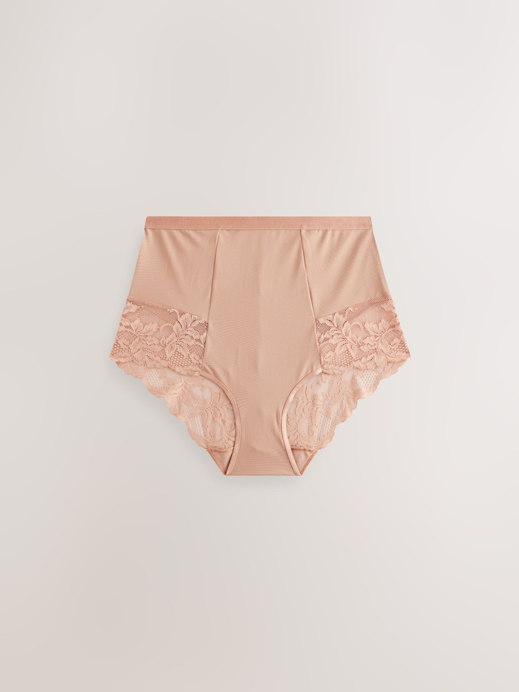 Black/Praline Nude - Tummy Control Shaping Lace Back Brazilian Knickers 4 Pack - Image 8 of 10