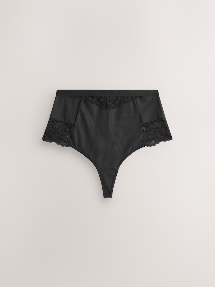 Black/Praline Nude Tummy Control Shaping Lace Thong Knickers 4 Pack - Image 2 of 7