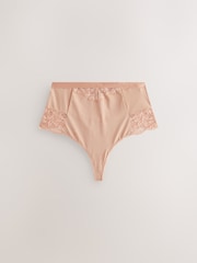 Black/Praline Nude Tummy Control Shaping Lace Thong Knickers 4 Pack - Image 5 of 7