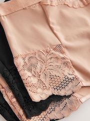Black/Praline Nude Tummy Control Shaping Lace Thong Knickers 4 Pack - Image 6 of 7