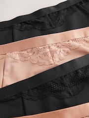 Black/Praline Nude Tummy Control Shaping Lace Thong Knickers 4 Pack - Image 7 of 7