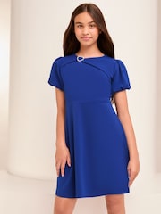 Lipsy Blue Heart Trim Puff Sleeve Dress (5-16yrs) - Image 1 of 4
