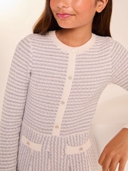 Lipsy Blue Boucle Sequin Knit Dress (5-16yrs) - Image 3 of 4