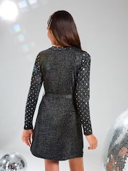 Lipsy Grey Hotfix Knitted Dress (5-16yrs) - Image 4 of 4