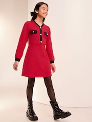 Lipsy Red Long Sleeve Boucle Dress (5-16yrs) - Image 3 of 4