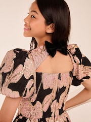 Lipsy Black Jacquard Puffball Occasion Dress (5-16yrs) - Image 2 of 4