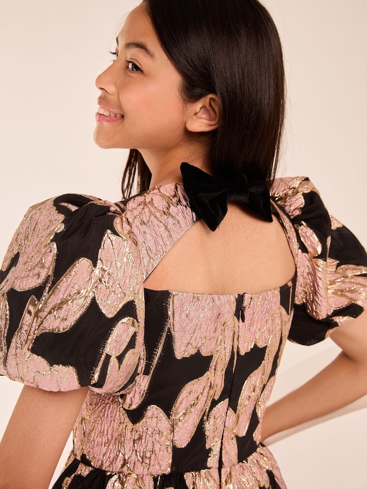 Lipsy Black Jacquard Puffball Occasion Dress (5-16yrs) - Image 2 of 4