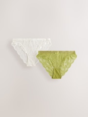 Green High Leg Lace Knickers 2 Pack - Image 5 of 9
