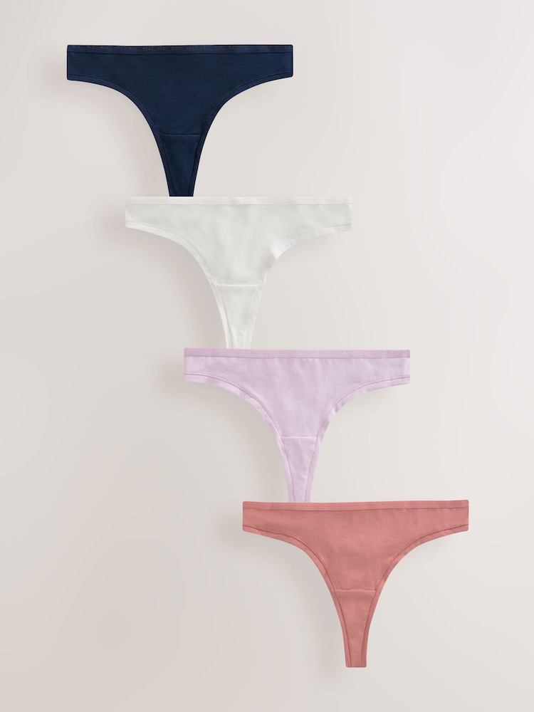 Marineblau/Pink/Creme - Thong Modal Logo Ultimate Comfort Knickers 4 Pack - Bild 1 von 7 Marineblau/Pink/Creme - Thong Modal Logo Ultimate Comfort Knickers 4 Pack - Bild 1 von 7