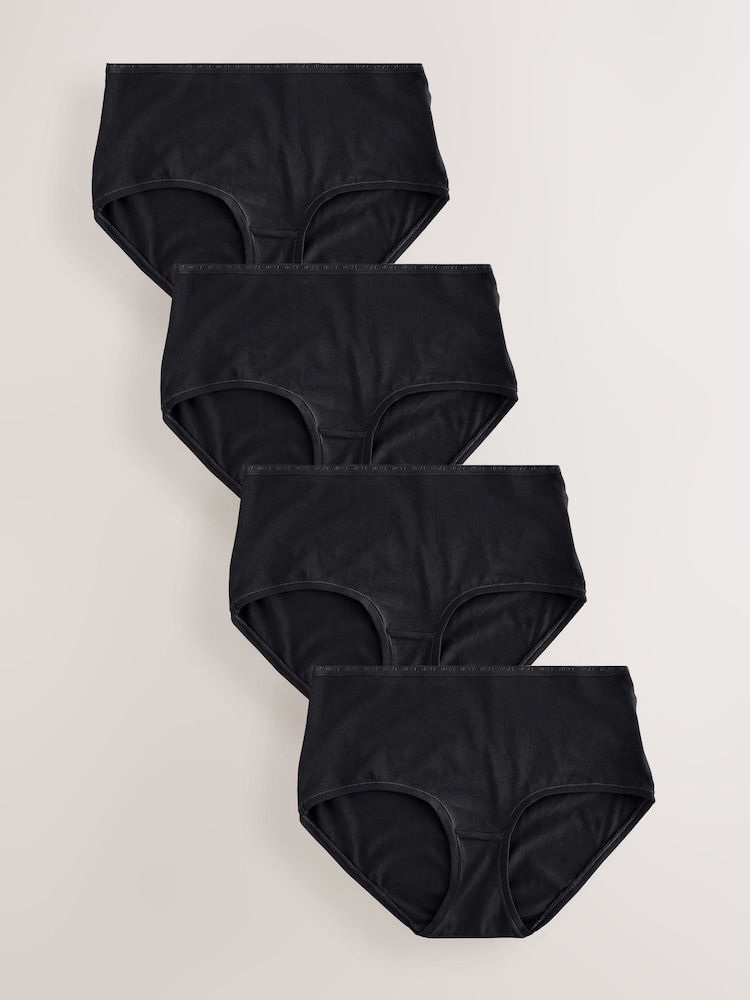 Black Midi Thong Modal Logo Ultimate Comfort Knickers 4 Pack - Image 4 of 10