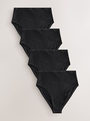 Black High Rise High Leg Thong Modal Logo Ultimate Comfort Knickers 4 Pack - Image 1 of 7