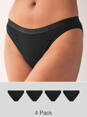 Black Scallop Logo High Leg Logo Knickers 4 Pack - Image 1 of 11