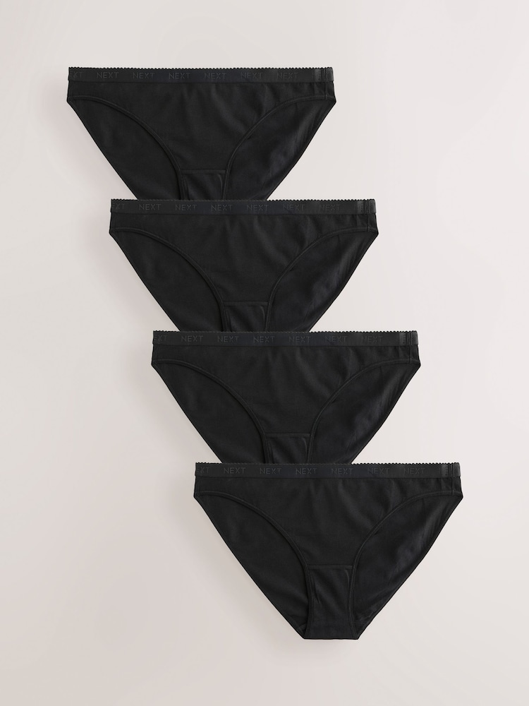 Black Scallop Logo High Leg Logo Knickers 4 Pack - Image 5 of 11