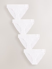 White Scallop Logo High Leg Logo Knickers 4 Pack - Image 1 of 7