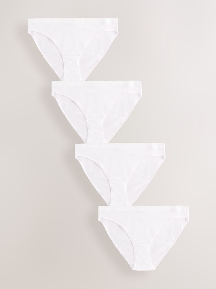 White Scallop Logo High Leg Logo Knickers 4 Pack - Image 1 of 7