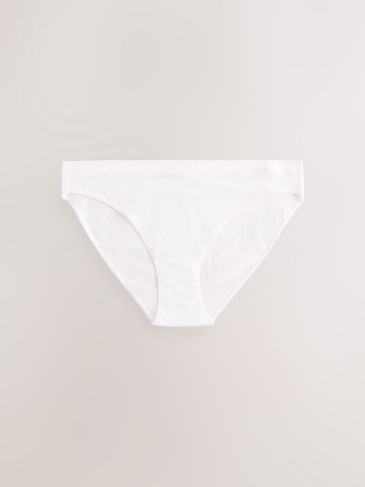 White Scallop Logo High Leg Logo Knickers 4 Pack - Image 2 of 7