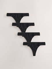 Black Thong Thong Modal Logo Ultimate Comfort Knickers 4 Pack - Image 1 of 7