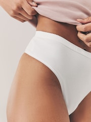 White Scallop Logo High Waisted Thong Logo Knickers 4 Pack - Image 4 of 7