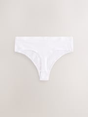 White Scallop Logo High Waisted Thong Logo Knickers 4 Pack - Image 5 of 7