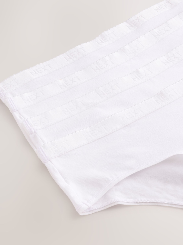White Scallop Logo High Waisted Thong Logo Knickers 4 Pack - Image 7 of 7