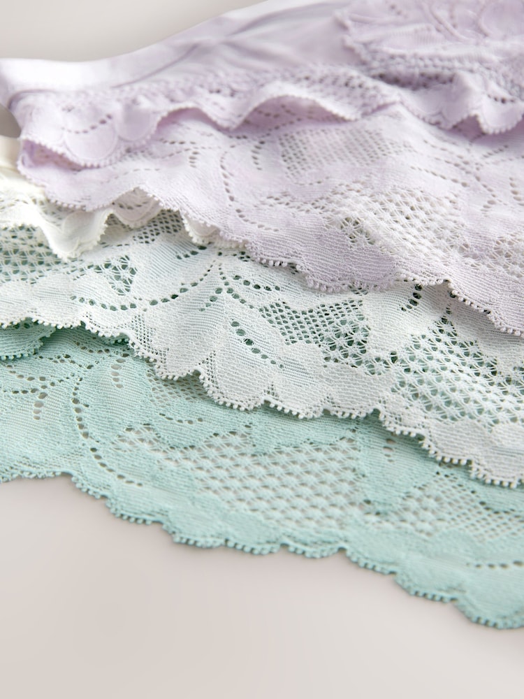 Menthe verte/Lilas/Cream - Lot de 3 slips en dentelle - Image 12 of 13