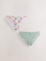 uni/imprimé - Lot de 2 culottes à bordure en microfibre et dentelle - Image 8 de 12
