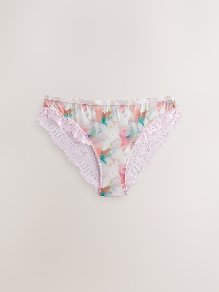 uni/imprimé - Lot de 2 culottes à bordure en microfibre et dentelle - Image 9 of 12