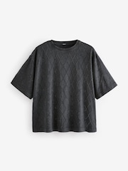 Black 100% Cotton Short Sleeve Washed Embellished Sparkle T-Shirt - Image 7 of 9
