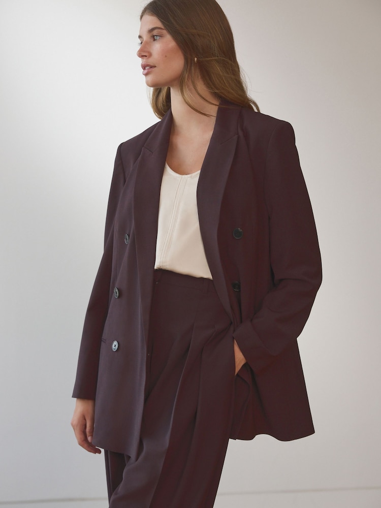 Burgundy Red N. Premium Wool Rich Double Breasted Blazer - Image 1 of 4