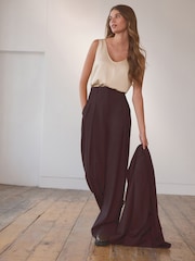 Burgundy Red N. Premium Wool Blend Straight Trousers - Image 2 of 5