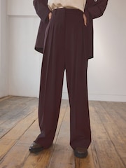 Burgundy Red N. Premium Wool Blend Straight Trousers - Image 3 of 5