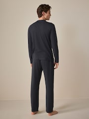 Charcoal Grey Modal Blend Long Sleeve Pyjama Set - Image 3 of 10