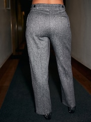 Black/White Premium Herringbone Wool Rich Barrel Trousers - Image 3 of 8