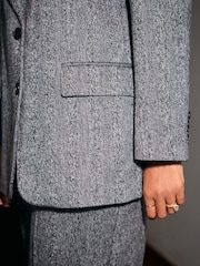 Black/White Premium Herringbone Wool Rich Barrel Trousers - Image 5 of 8