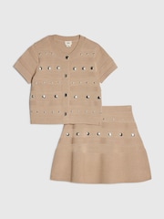 River Island Brown Studded Top & Skirt Set - Image 2 of 5