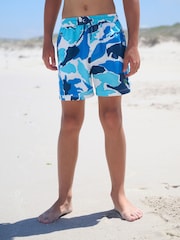 Light Blue Camo Printed Swim Shorts (3-16yrs) - Image 1 of 9