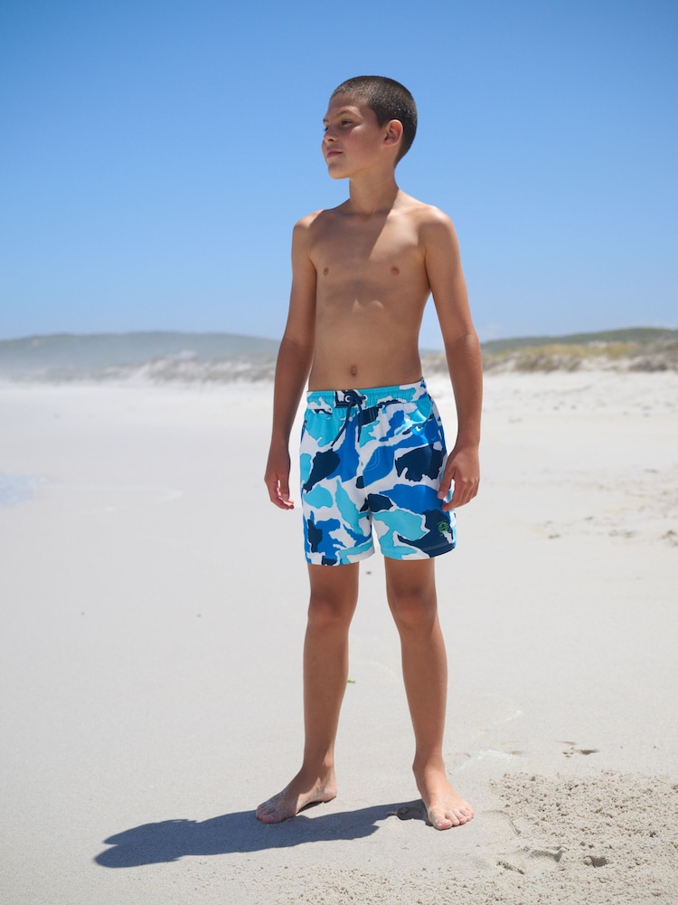 Light Blue Camo Printed Swim Shorts (3-16yrs) - Image 2 of 9