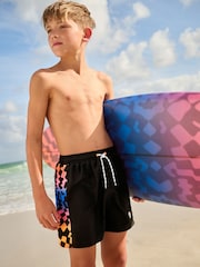 Black Checkerboard Printed Swim Shorts (3-16yrs) - Image 1 of 8