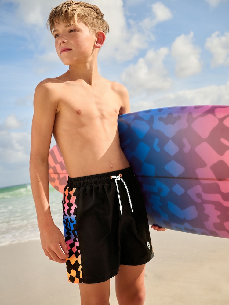 Black Checkerboard Printed Swim Shorts (3-16yrs) - Image 1 of 8